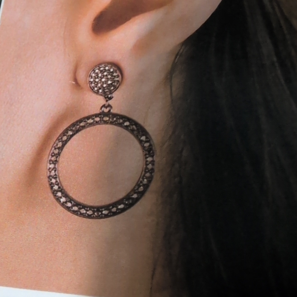Origami Owl Black Crescent Earrings with Sparkling Crystals